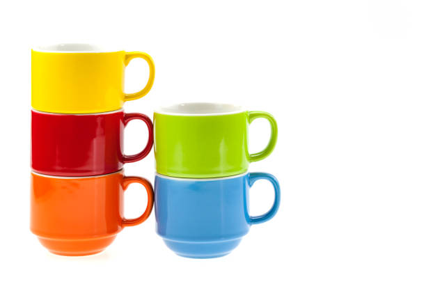 istock stack of colorful coffee cups isolated on white background. 670748138
