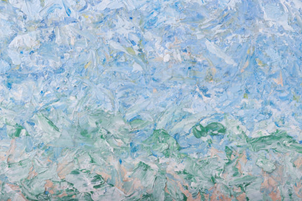 istock Light blue green spring and summer abstract pastel colors oil paint background. Palette knife oil paint. 670751680