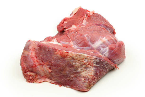 istock Crude meat （Raw beef）  Isolated on White   background 670762186