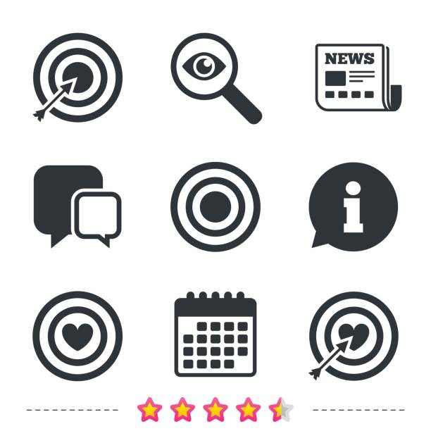 ikony celu docelowego. rzutki tablicy znaki symbole. - symbol icon set interface icons magnifying glass stock illustrations