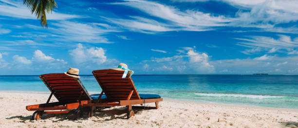 istock Two chairs on the tropical beach 670765974