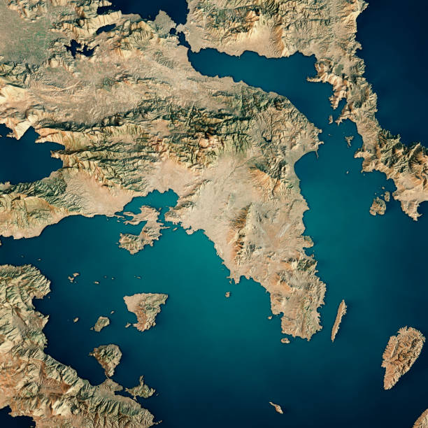 istock Attica Greece 3D Render Satellite View Topographic Map 670766308