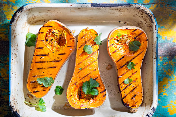 pieczona dynia z orzechów maślanych - butternut squash roasted squash cooked zdjęcia i obrazy z banku zdjęć