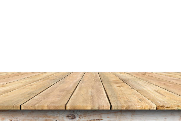 istock Wooden table isolated on white background 670771790