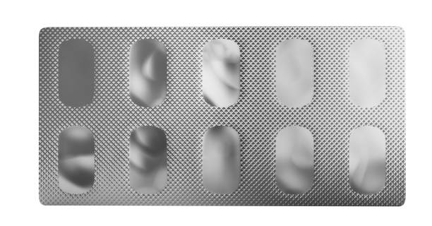 Pills Package Blister back side 3D illustration no shadow stock photo