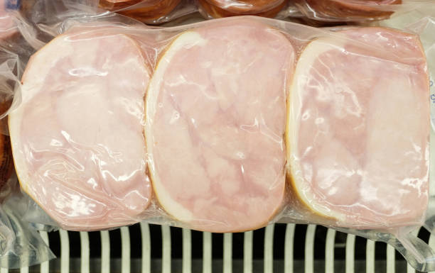 istock Closeup shot of vacuum ham packed. 670785668