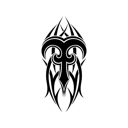 Aries Zodiac Abstract Tribal Tattoo Design Stock Illustration - Download  Image Now - Aries, Ram - Animal, Tattoo - iStock
