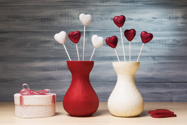 istock Valentines day concept with hearts and gift box 670803478