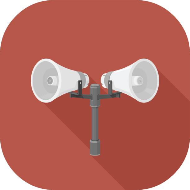 A vector illustration of Announcement Speakers Flat Icon. Speakers internet Icon - Warning Siren Loudhailer Communication Icon Concept. public address system stock illustrations