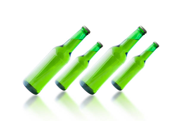 green bottle with beer isolated on white background