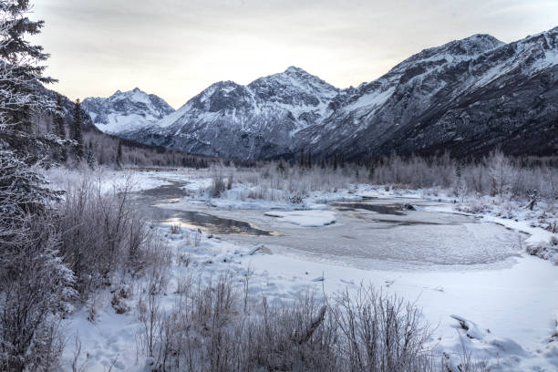 istock Winter scene Alaska with mountains 670819014