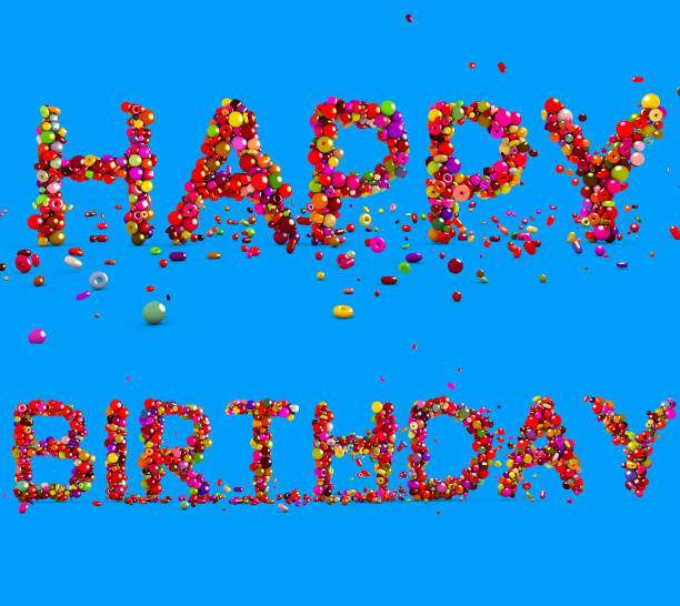 istock Happy Birthday, 3d illustration. Birthday background with text from candy. 670822770