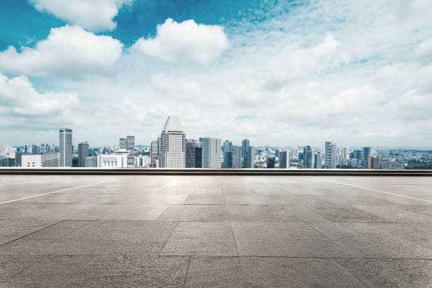 istock empty floor with cityscape of modern city 670835370