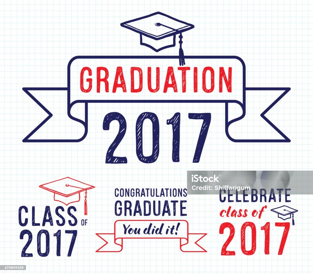 Congratulations graduate 2017, Graduation Vector Set Celebration stock vector