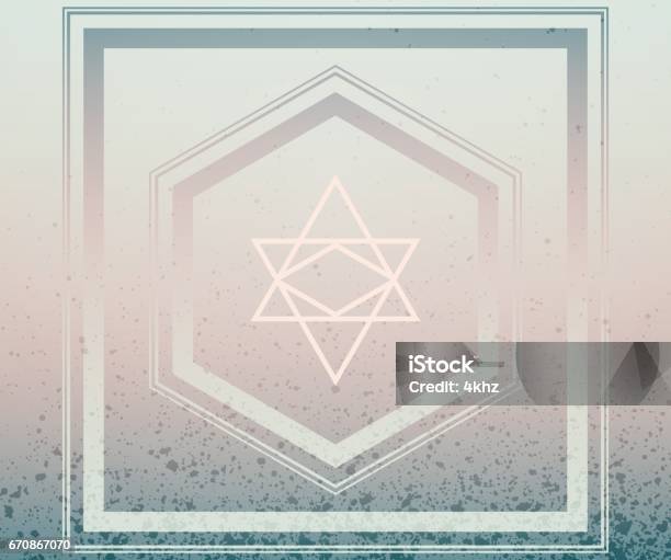 Faded Color Sacred Geometry Frame Textured Abstract Background Stock Illustration - Download Image Now