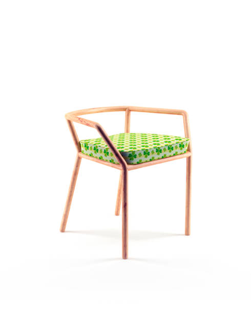 istock Wooden Chair with Pillow Isolated on White Background 670869478