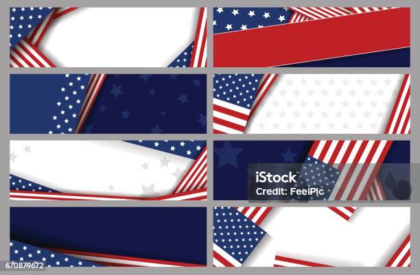 Set Vector Abstract Background Design Of American Flag Stock Illustration - Download Image Now