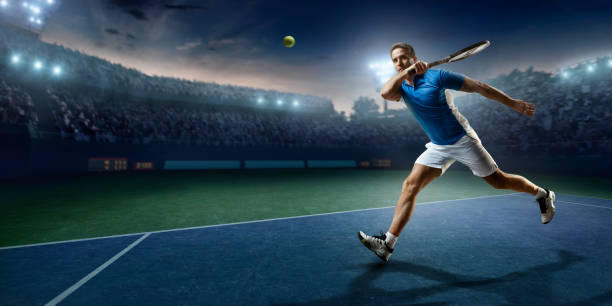 Tennis: Male sportsman in action stock photo
