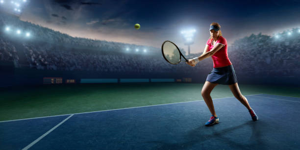 istock Tennis: Female sportsman in action 670891424