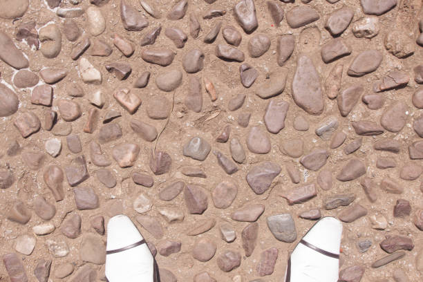 Leather  shoes on floor background.