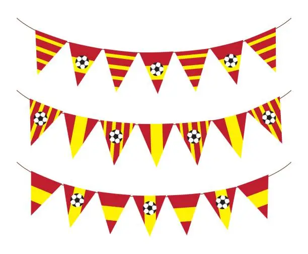 Vector illustration of Spain soccer bunting flag