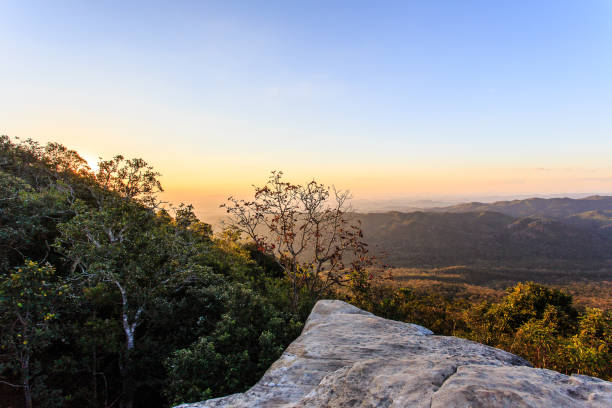 istock Empty on top of a mountain view with sun set 670919490
