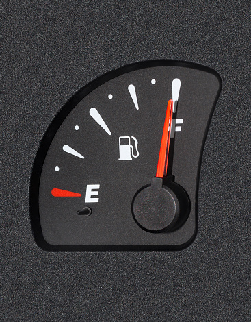 Fuel gauge shows full tank