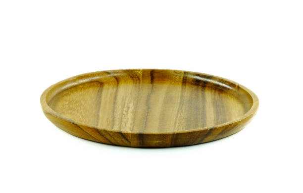 istock Wooden tray on white background. 670931126