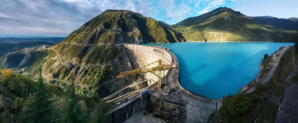 Photo of Panoramic view of Enguri hydroelectric power station HES in Georgia