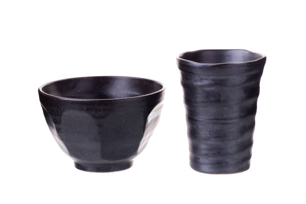 istock Glass ceramic black and black ceramic bowl on a white background. 670941352