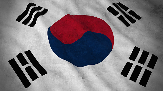 Grunge Flag of South Korea - Dirty South Korean Flag 3D Illustration