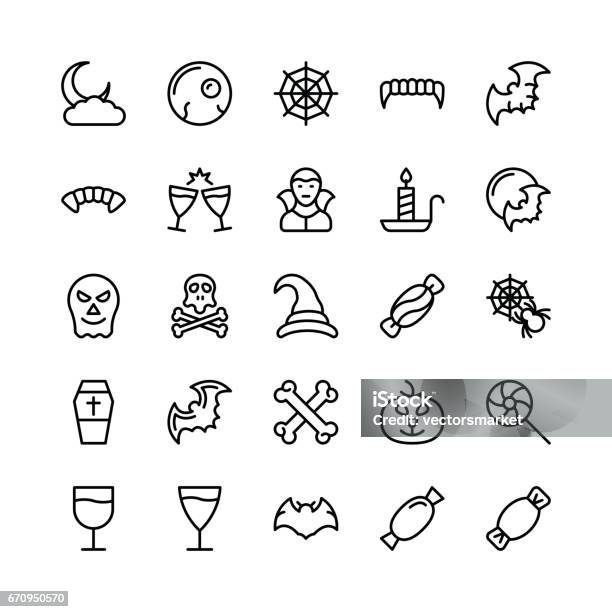 Christmas Halloween Party And Celebration Line Vector Icons 21 Stock Illustration - Download Image Now