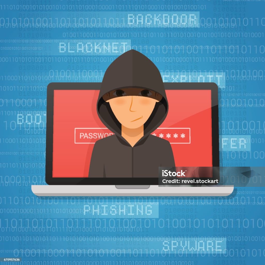 Hackare Hacker Activity And Attack Concept Vector Illustration Stock ...