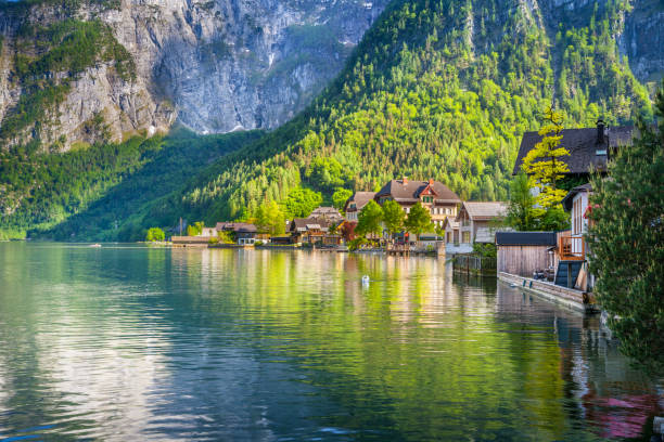 istock Sunset in Hallstatt mountain village with Hallstatter See 670964280