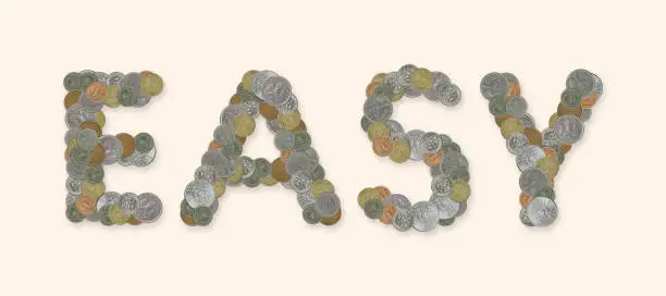 Photo of EASY – Coins on salmon color background