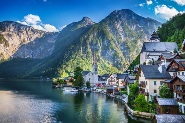 istock Sunset in Hallstatt mountain village with Hallstatter See 670966746
