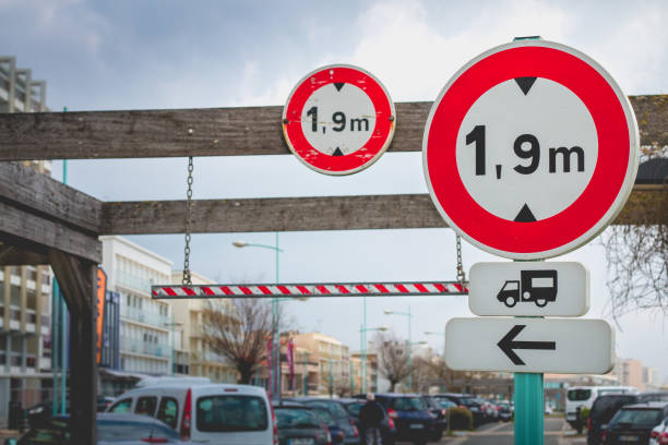 istock French panels indicating the height limited 670968142