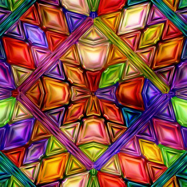 istock Seamless texture of abstract bright shiny colorful geometric shapes 670968178