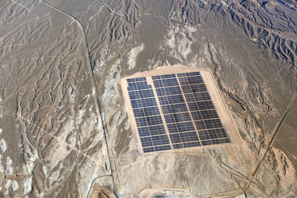istock Solar panel project installation in the desert, southwestern USA 670968250
