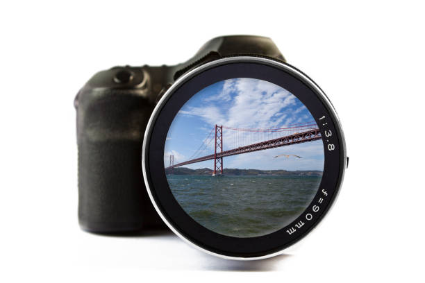 25 de Abril Bridge Seen Through a Lens of a Camera