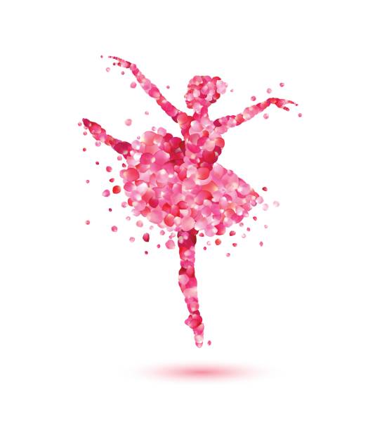 ilustrações, clipart, desenhos animados e ícones de bailarina de pétalas de rosa - bailarina