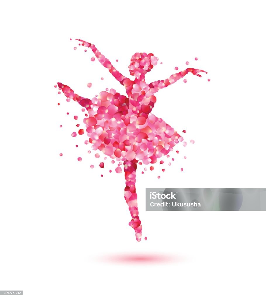 Ballerina of pink rose petals Vector ballerina silhouette of pink rose petals Tutu stock vector