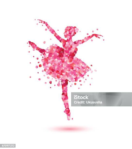 Ballerina Of Pink Rose Petals Stock Illustration - Download Image Now - Tutu, Ballet, Child