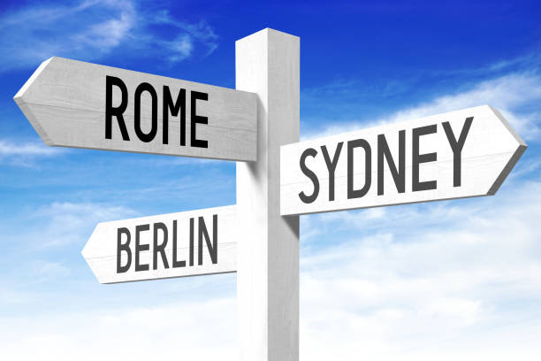 istock Capital cities - wooden signpost 670975132