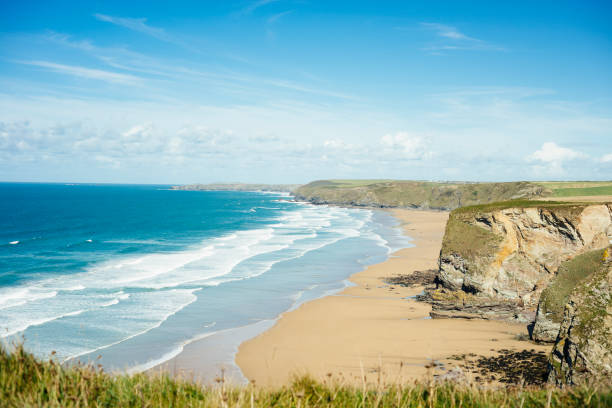 istock Views over the Bright Sunny Cornish Coast at Newquay, Cornwall. 670978978