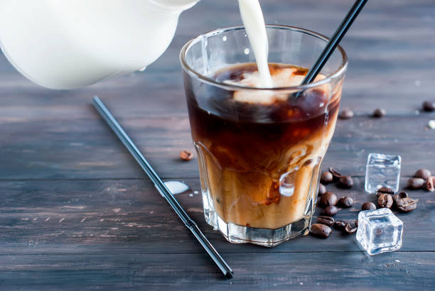 istock Iced coffee with milk in glass 670979122