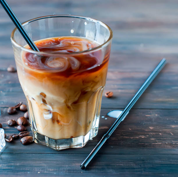 istock Iced coffee with milk in glass 670979124