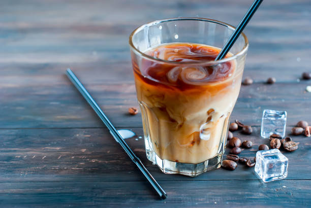 istock Iced coffee with milk in glass 670979126