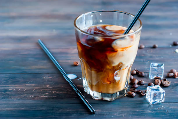 istock Iced coffee with milk in glass 670979166