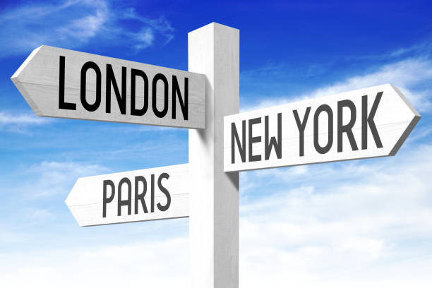 istock Capital cities - wooden signpost 670981682